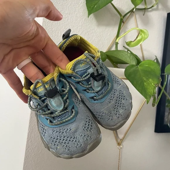 Toddler wide toe barefoot shoe blue and yellow - Picture 10 of 10